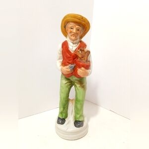 Green Thumb Old Man Figurine Gardener Potted Plant Vintage